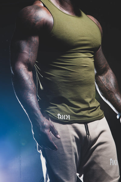 RKM SPORTY SCOOP TANK - DARK OLIVE GREEN - REP KINGS MOVEMENT