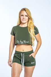 RKM WOMENS CROP TOP SET - OLIVE GREEN - REP KINGS MOVEMENT
