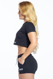 RKM WOMENS CROP TOP SET - BLACK - REP KINGS MOVEMENT